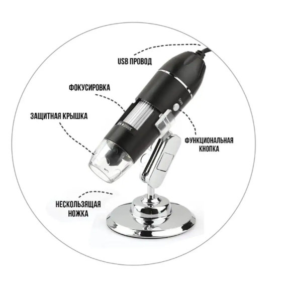 Цифровой USB-микроскоп Digital microscope electronic magnifier (4-х кратный ZOOM, с регулировкой 50-1600)